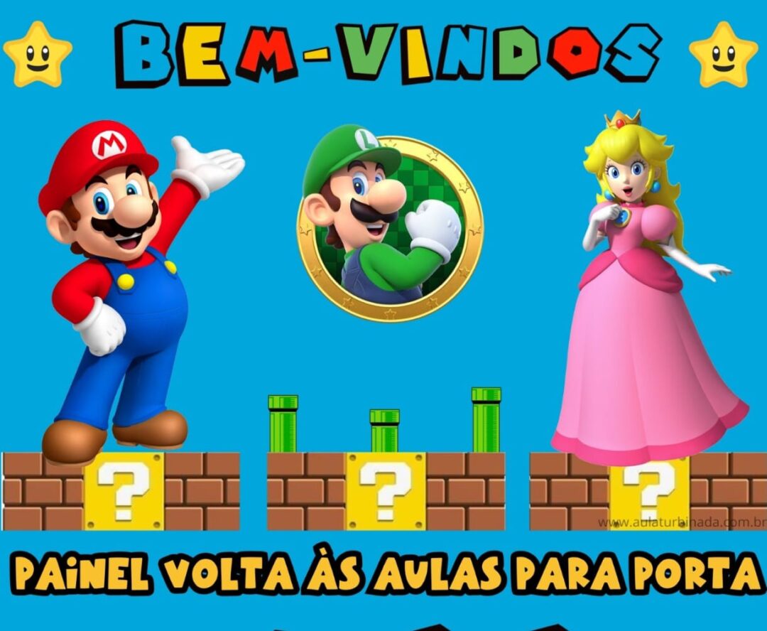 Painel de Bem-vindos para porta Super Mário