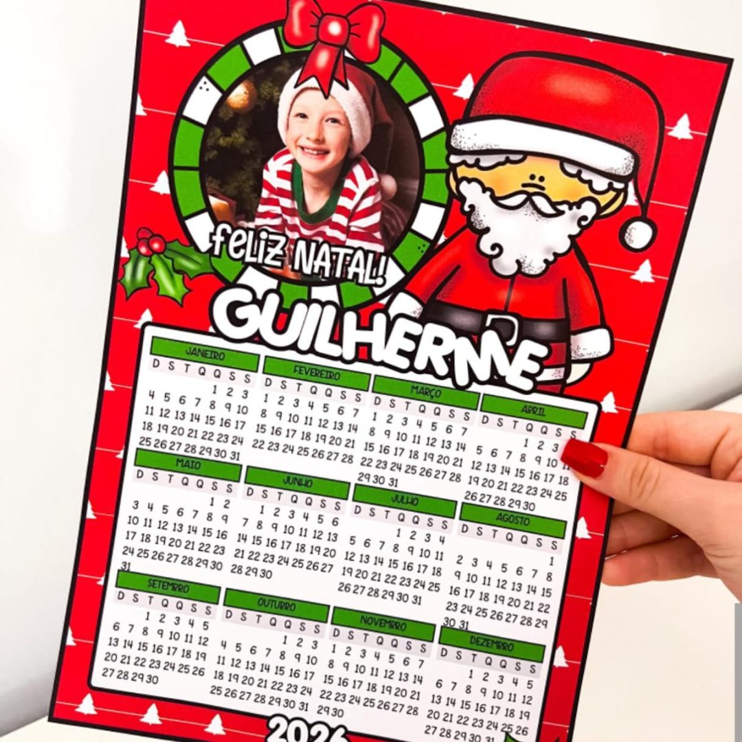 Calendário de Natal editável 2026