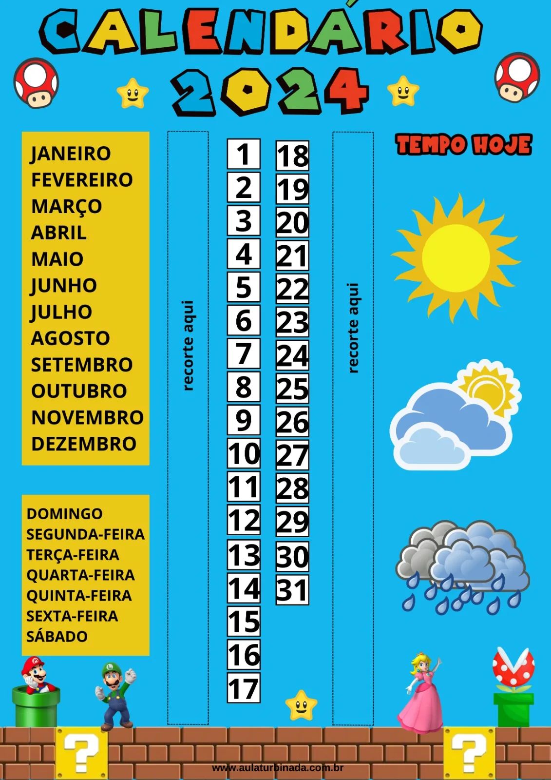 Calendário Super Mario