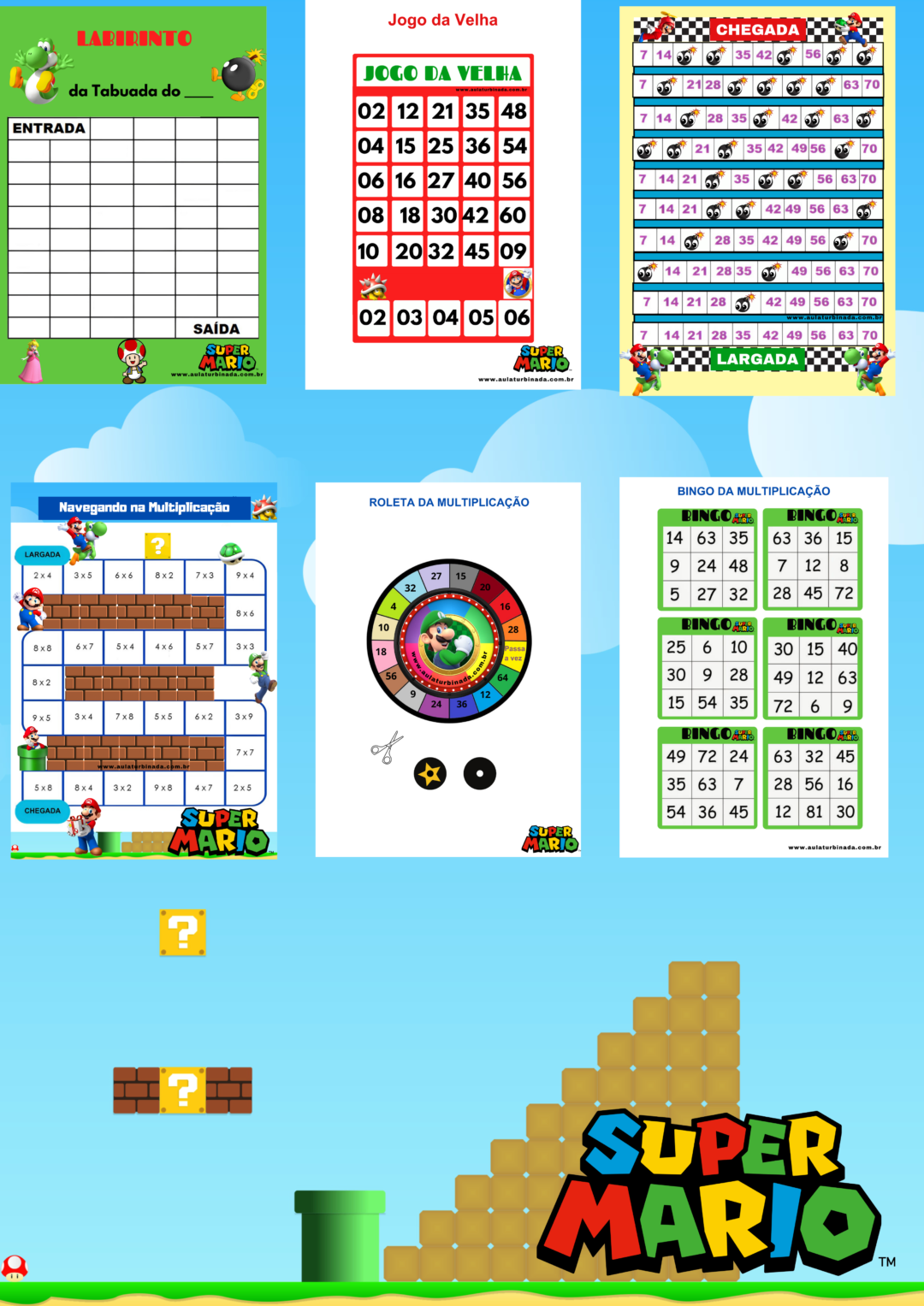 COMBO - 10 Jogos da Tabuada de Multiplicação - SUPER MARIO - Imagem 2