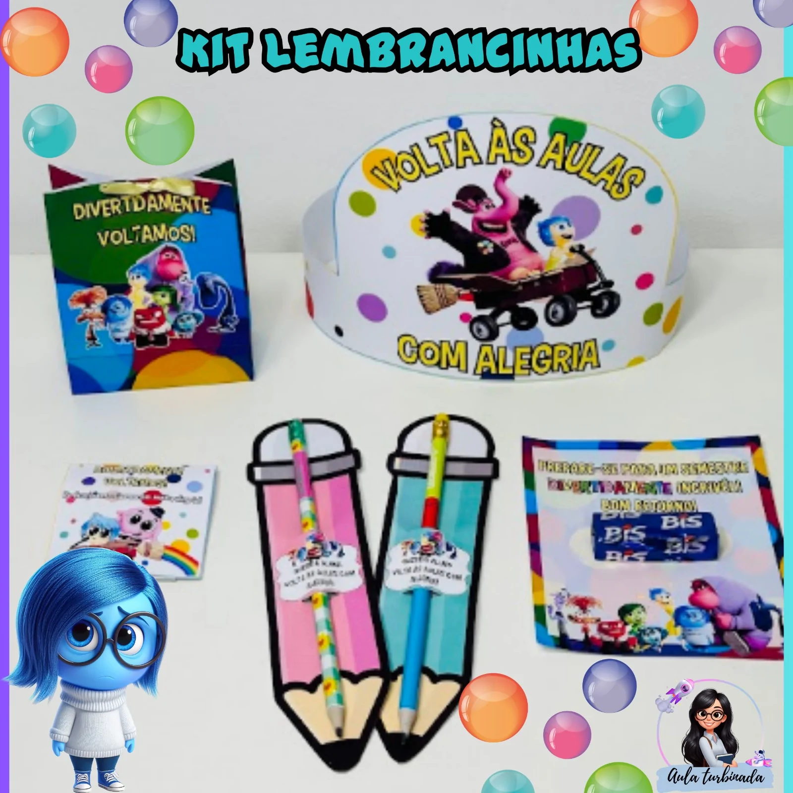 Kit Lembrancinhas Volta às Aulas - Emoções  Divertidamente