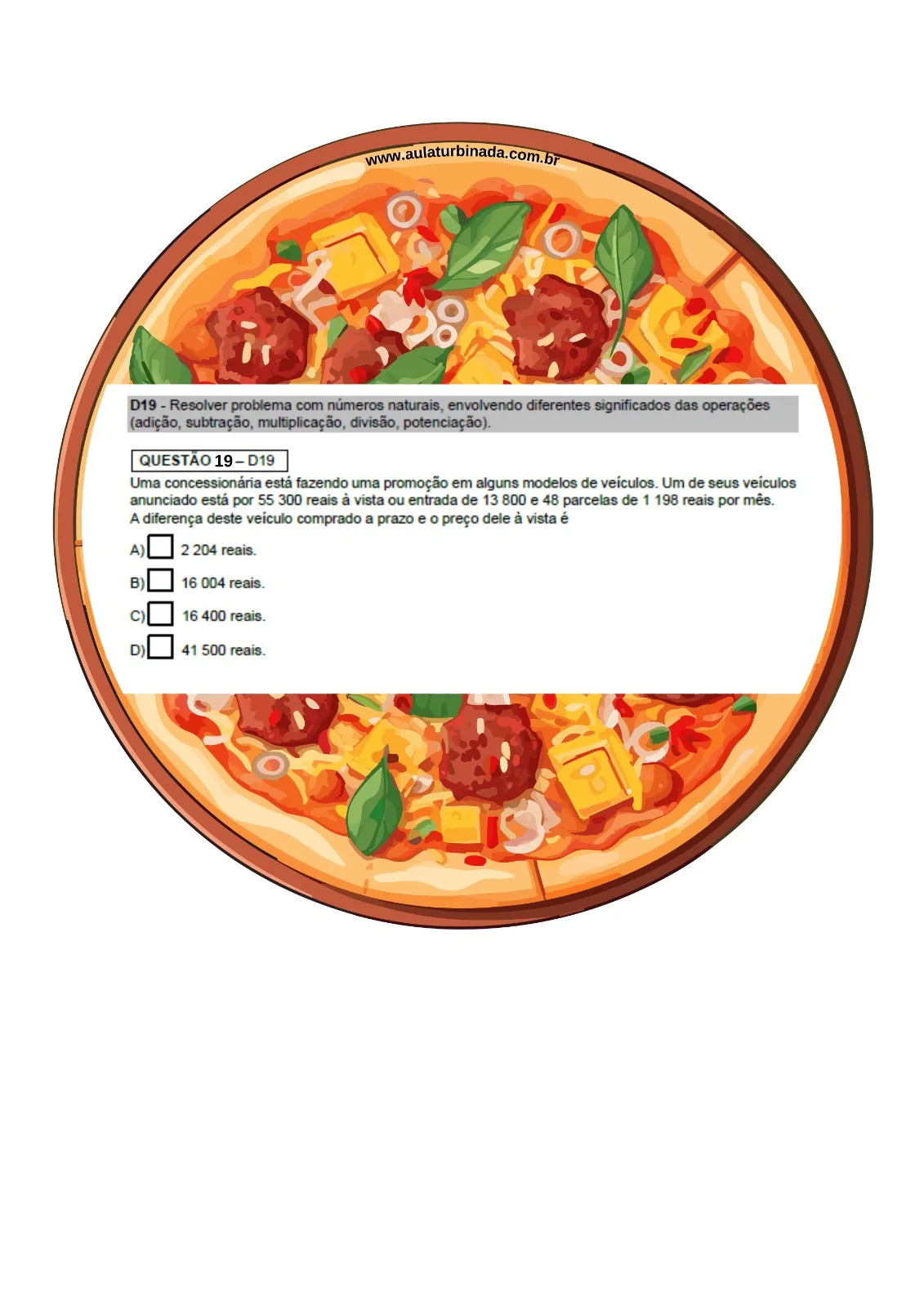 Pizza dos Descritores - Matemática 8 ° e 9° Ano - Imagem 5