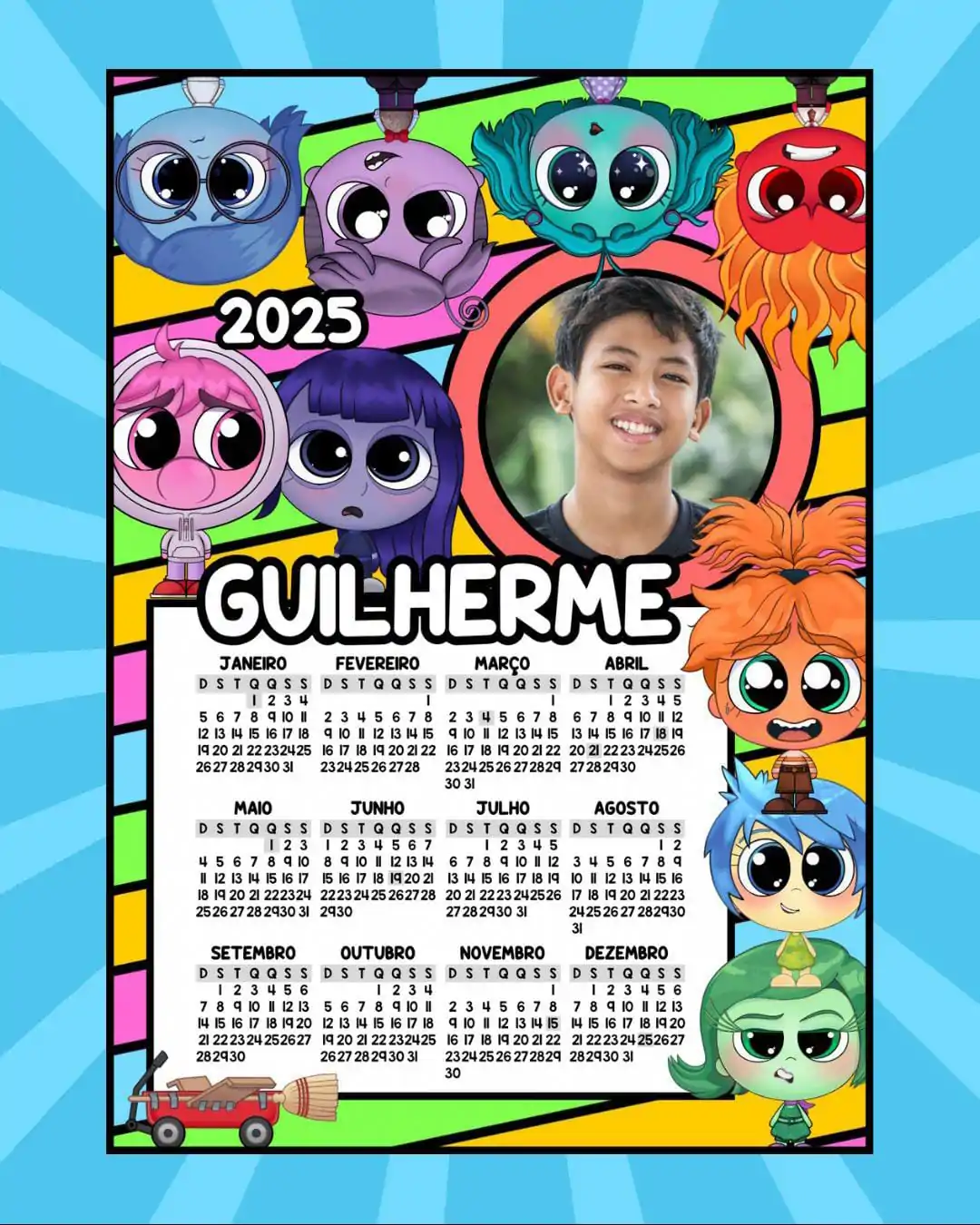 Calendário 2025 Personalizável no Canva – Tema Divertida Mente 2 - Imagem 3