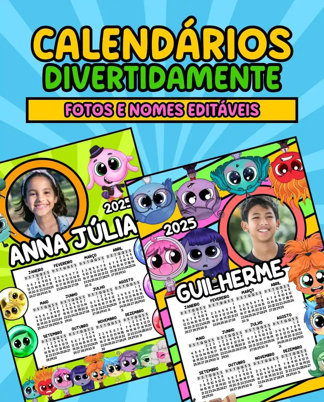 Calendário 2025 Personalizável no Canva – Tema Divertida Mente 2 - Imagem 2