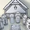 Presépio de Mesa 3D para Colorir - Nascimento de Jesus
