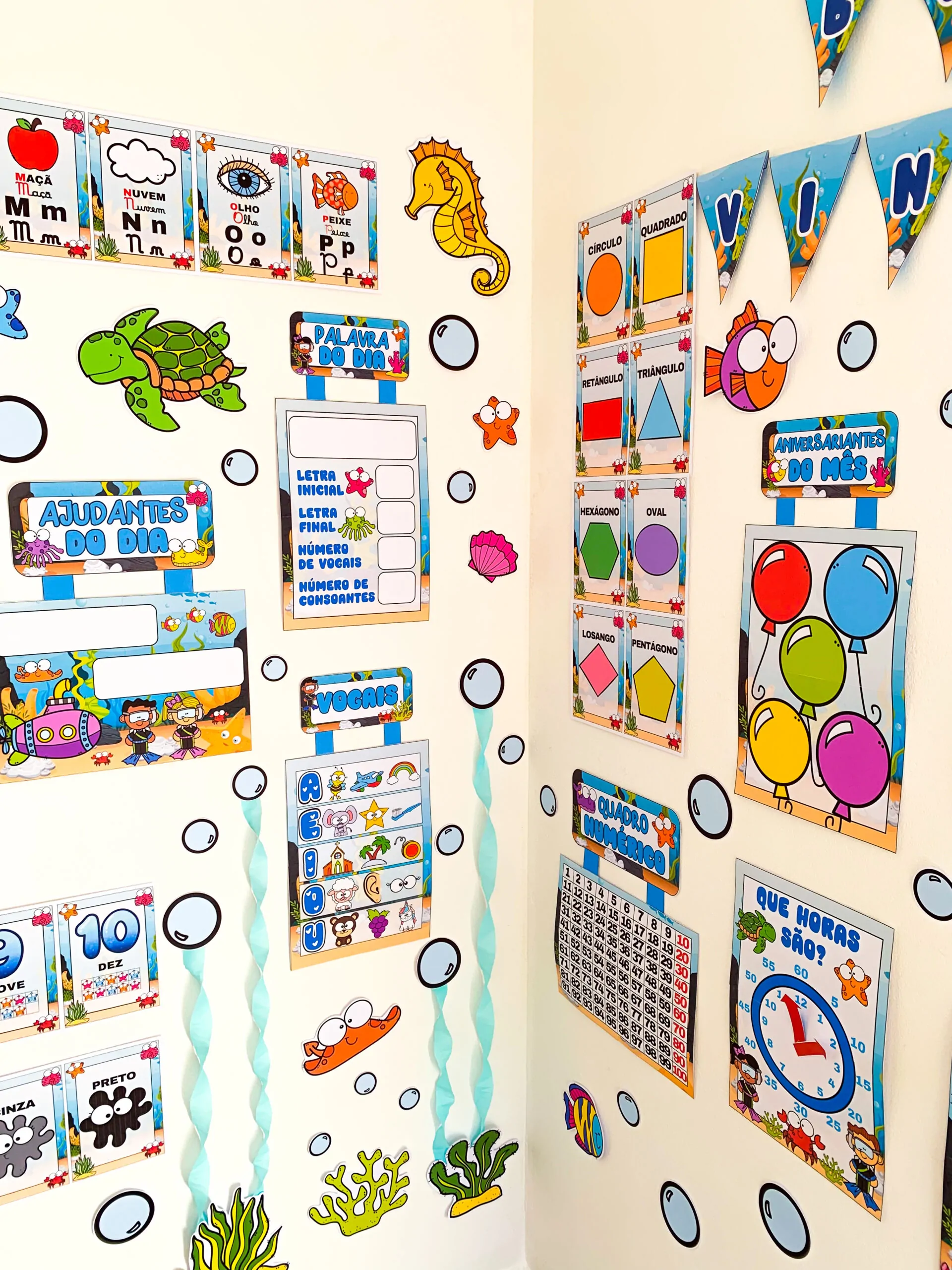 Kit Sala Ornamentação de Sala - Fundo do Mar