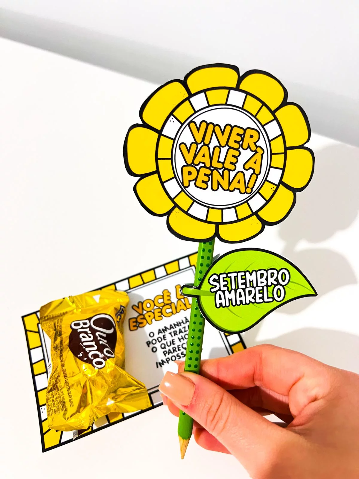 Lembrancinha Lápis Girassol – Setembro Amarelo