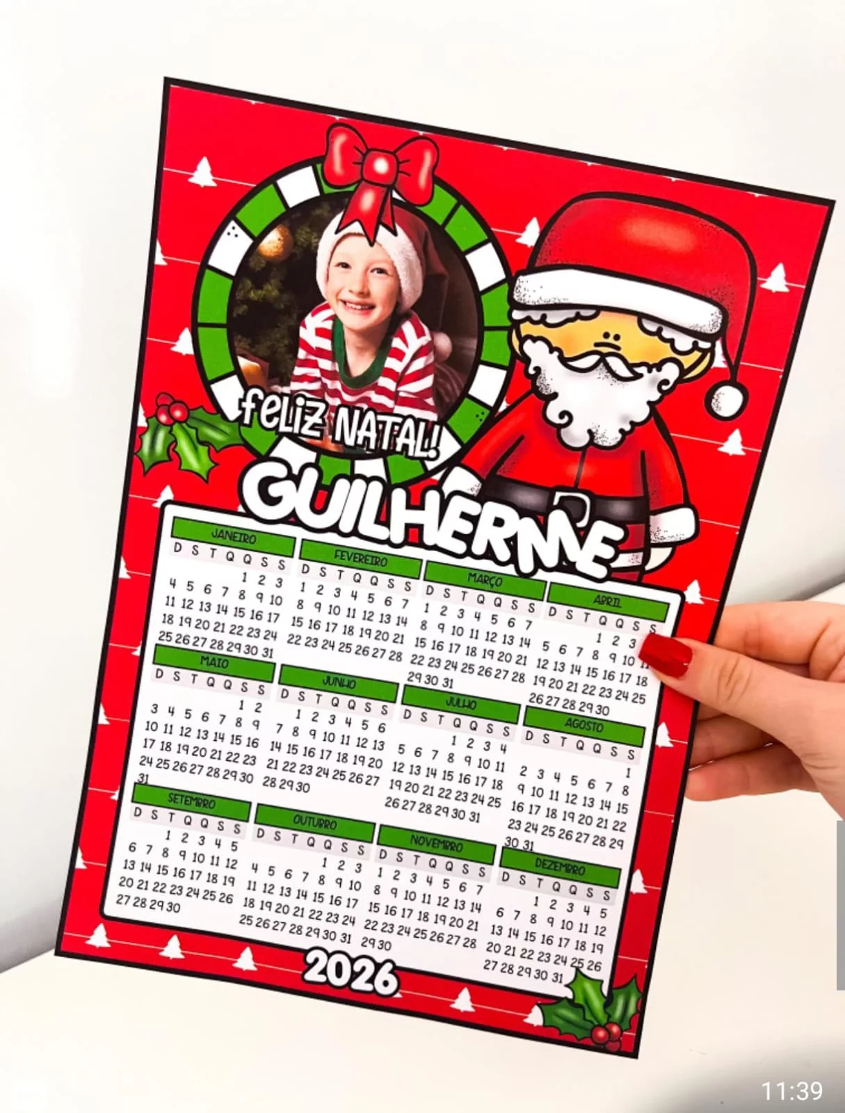 Calendário de Natal editável 2026